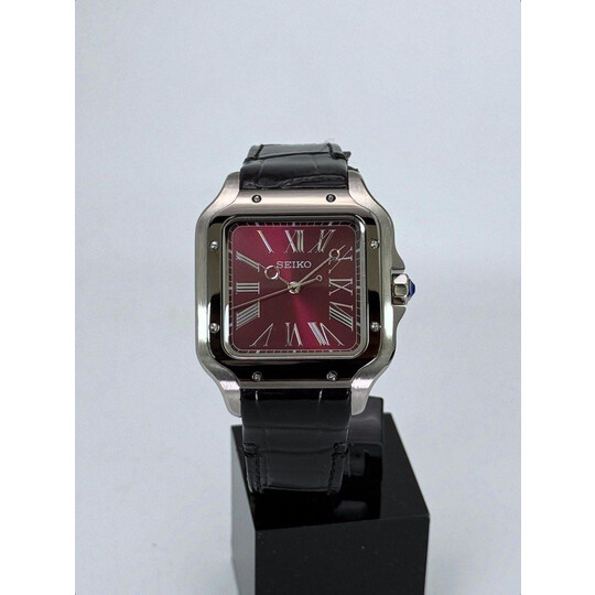 Custom Seiko Mod • Reverse Red Roman Santos Automatic • 38mm